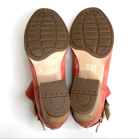 Caterpillar Cheyenne Leather Ankle Strap Western Booties CAT Boots Paprika Red 9 - Picture 13 of 15